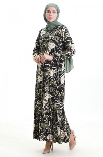 Khaki Hijab Dress 86020B-02
