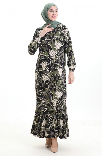 Khaki Hijab Dress 86020B-02