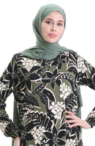 Khaki Hijab Dress 86020B-02