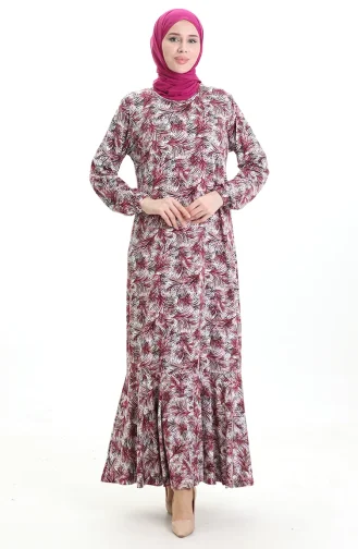 Viscose Jurk Met Elastische Mouwen 86020C-01 Dusty Rose 86020C-01