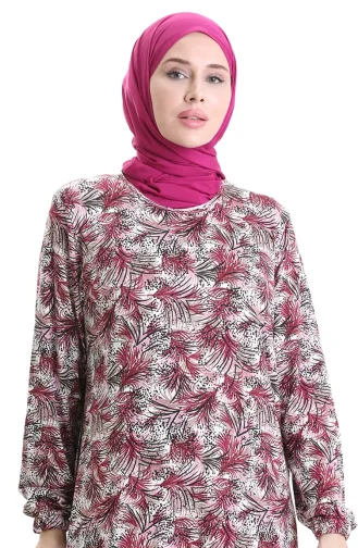 Viscose Jurk Met Elastische Mouwen 86020C-01 Dusty Rose 86020C-01