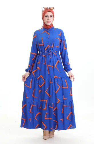 Geknoopte Jurk Met Gestrikte Taille 2109-02 Saxe Orange 2109-02