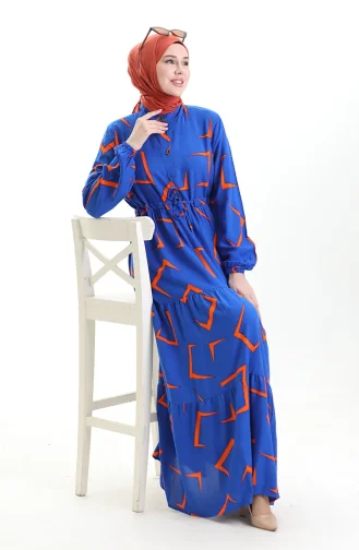 Geknoopte Jurk Met Gestrikte Taille 2109-02 Saxe Orange 2109-02