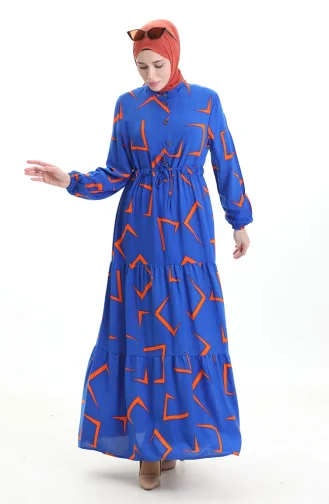 Geknoopte Jurk Met Gestrikte Taille 2109-02 Saxe Orange 2109-02