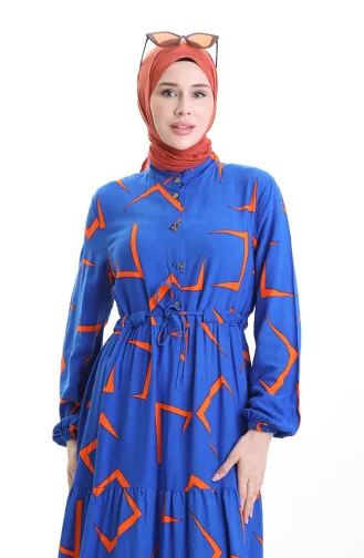 Geknoopte Jurk Met Gestrikte Taille 2109-02 Saxe Orange 2109-02