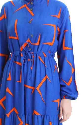 Geknoopte Jurk Met Gestrikte Taille 2109-02 Saxe Orange 2109-02