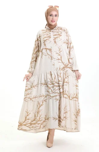 Robe à Motifs à Demi-bouton 2110-02 Vison 2110-02