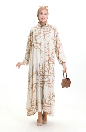 Robe à Motifs à Demi-bouton 2110-02 Vison 2110-02