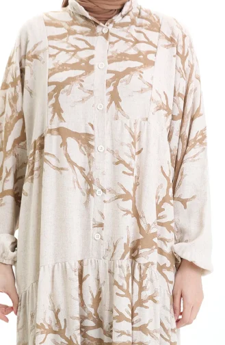 Robe à Motifs à Demi-bouton 2110-02 Vison 2110-02