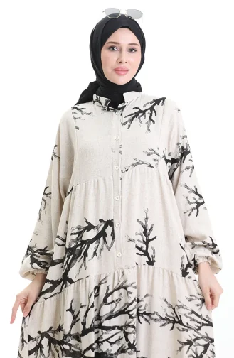 Robe à Motifs à Demi-bouton 2110-04 Noir 2110-04