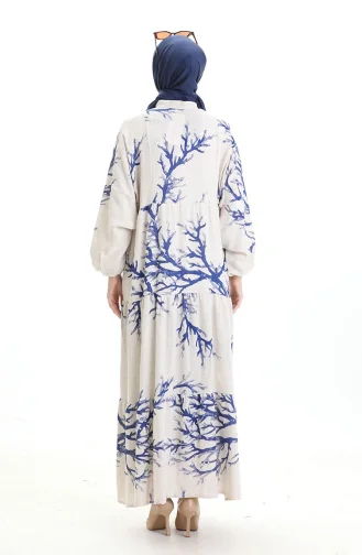 Robe à Motifs à Demi-bouton 2110-05 Indigo 2110-05