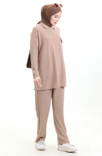 Costume Deux Pièces Avec Chemise à Poches 20050-01 Vison 20050-01