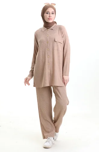 Costume Deux Pièces Avec Chemise à Poches 20050-01 Vison 20050-01