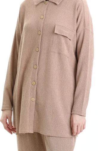 Costume Deux Pièces Avec Chemise à Poches 20050-01 Vison 20050-01