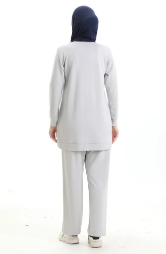 Lazer Kesim İncili İkili Takım 20056-02 Gri