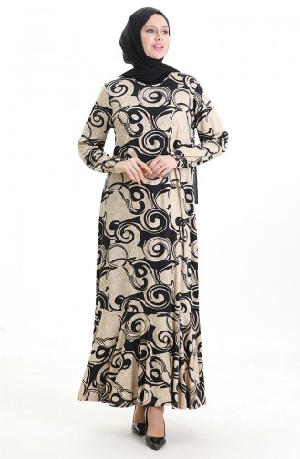 Beige Hijab Kleider 86020-01