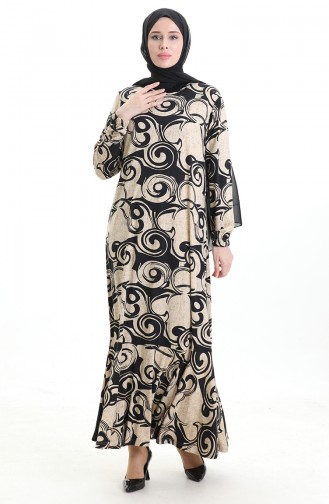 Beige Hijab Kleider 86020-01