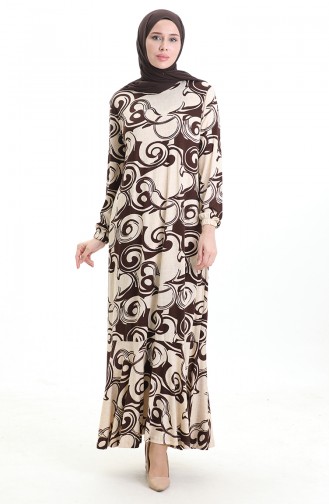 Beige Hijab Kleider 86020-02