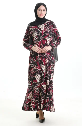 Viscose Jurk Met Elastische Mouwen 86020B-01 Pruimzwart 86020B-01