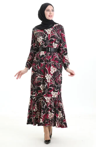 Viscose Jurk Met Elastische Mouwen 86020B-01 Pruimzwart 86020B-01