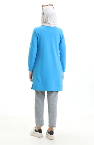 Tunique Fendue Détaillée 9084-01 Bleu 9084-01