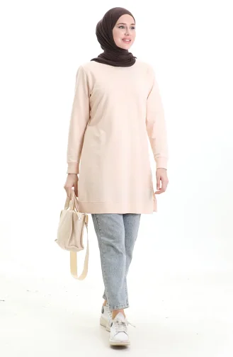 Tunique Fendue Détaillée 9084-02 Beige 9084-02