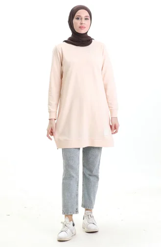 Tunique Fendue Détaillée 9084-02 Beige 9084-02