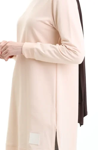 Tunique Fendue Détaillée 9084-02 Beige 9084-02