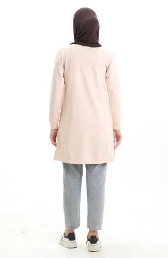 Tunique Fendue Détaillée 9084-02 Beige 9084-02