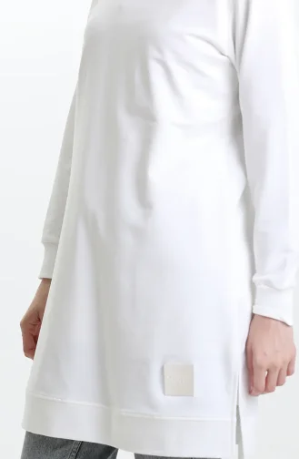 Tunique Fendue Détaillée 9084-03 Blanc 9084-03