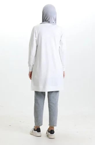 Tunique Fendue Détaillée 9084-03 Blanc 9084-03