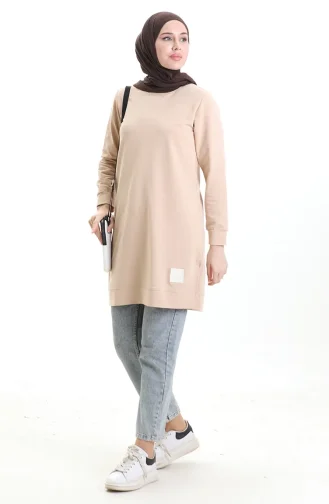 Tunique Fendue Détaillée 9084-04 Vison 9084-04