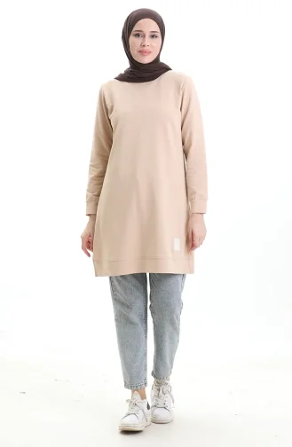 Tunique Fendue Détaillée 9084-04 Vison 9084-04