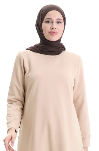 Tunique Fendue Détaillée 9084-04 Vison 9084-04