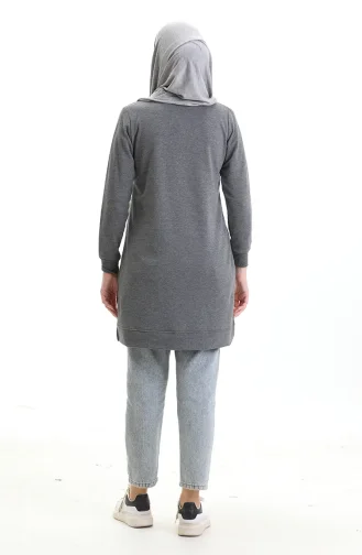 Ribanalı Yırtmaçlı Araboy Tunik 9117-02 Gri