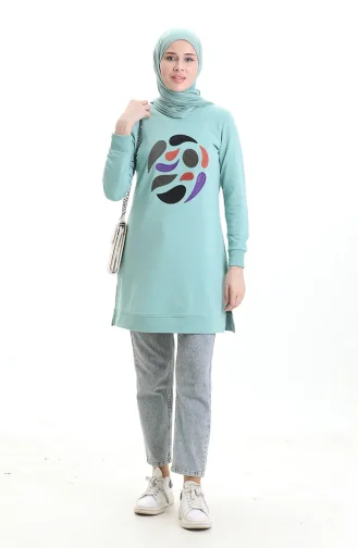 تونيك أرابوي بفتحة مضلعة 9117-03 أخضر لوزي 9117-03