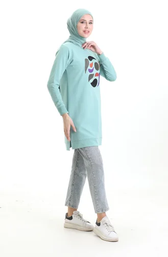 تونيك أرابوي بفتحة مضلعة 9117-03 أخضر لوزي 9117-03