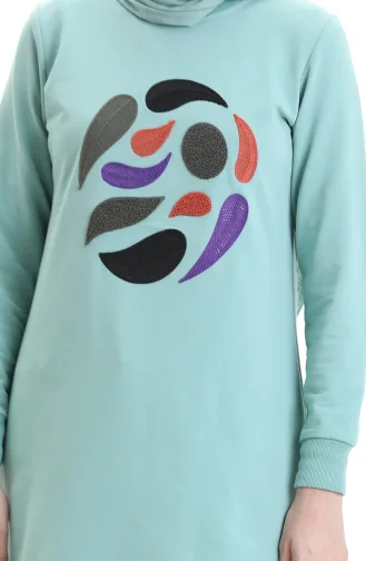 تونيك أرابوي بفتحة مضلعة 9117-03 أخضر لوزي 9117-03