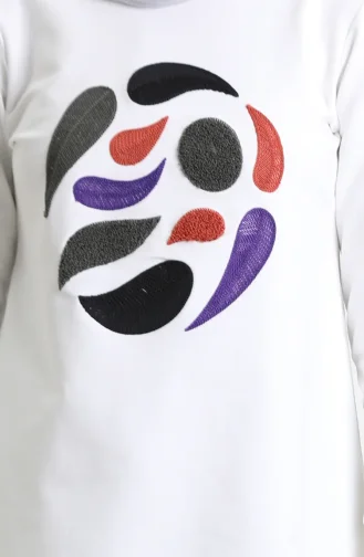 تونيك أرابوي ذو شق مضلع 9117-06 أبيض 9117-06