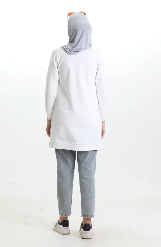 تونيك أرابوي ذو شق مضلع 9117-06 أبيض 9117-06