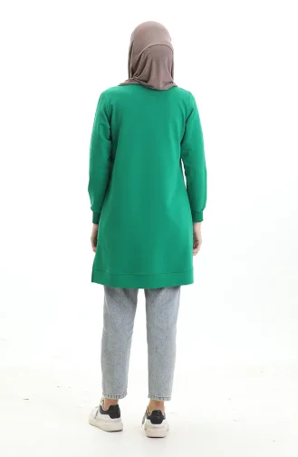 Ribanalı Yırtmaçlı Araboy Tunik 9117-07 Zümrüt Yeşili