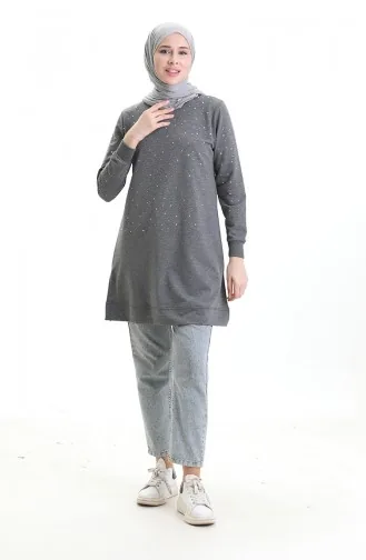 تونيك مضلع مشقوق 9118-01 رمادي 9118-01