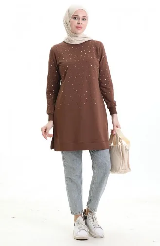 Split Geribbelde Tuniek 9118-02 Bruin 9118-02
