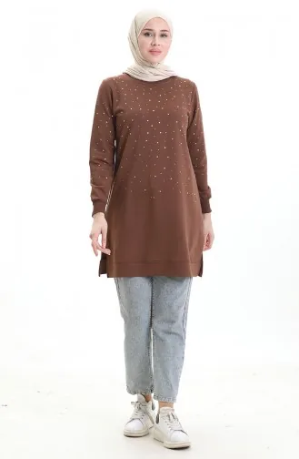 Split Geribbelde Tuniek 9118-02 Bruin 9118-02