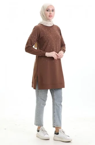 Split Geribbelde Tuniek 9118-02 Bruin 9118-02