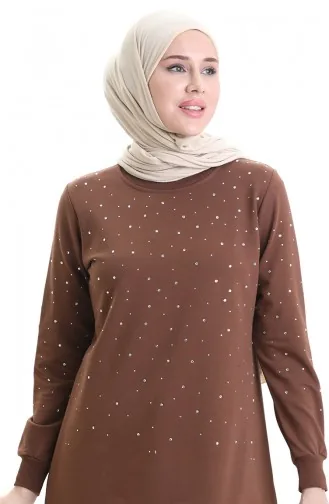 Split Geribbelde Tuniek 9118-02 Bruin 9118-02