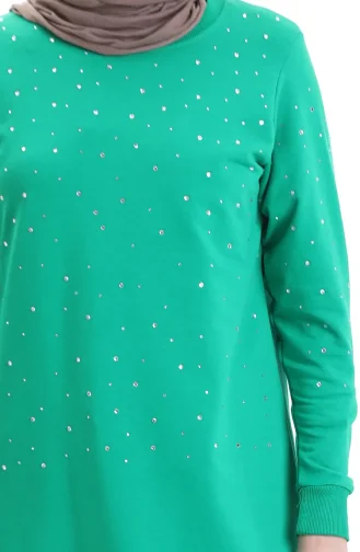 Tunique Côtelée Fendue 9118-03 Vert 9118-03