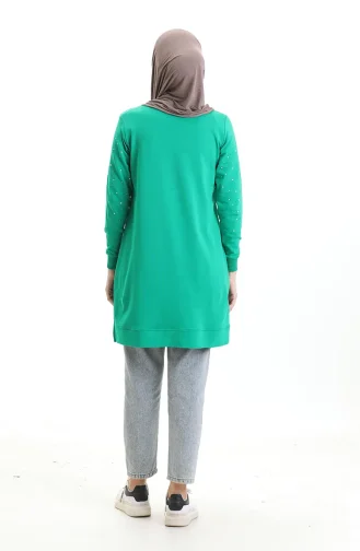 Tunique Côtelée Fendue 9118-03 Vert 9118-03