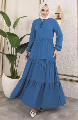 Jurk Met Kwastjesdetail 0229-03 Petrol 0229-03