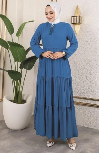 Jurk Met Kwastjesdetail 0229-03 Petrol 0229-03